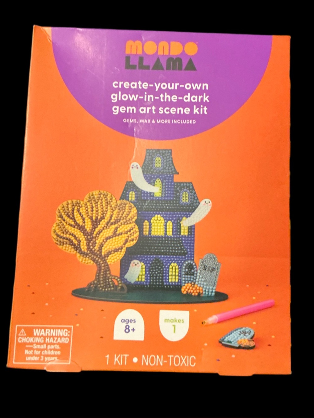 Mondo Llama Create-Your-Own Halloween Glow-In-The-Dark Gem Art Scene Kit NEW